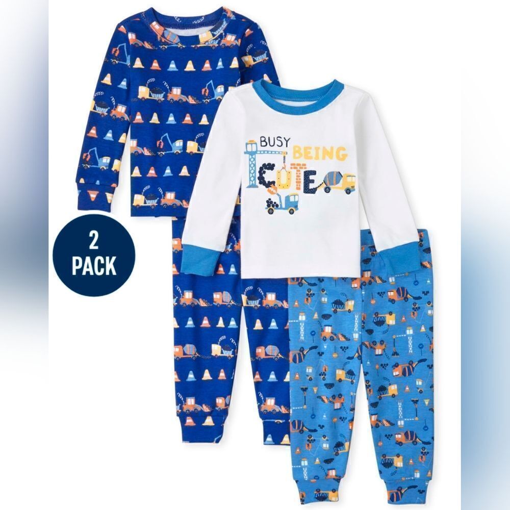New The Children's Place Construction Snug Fit 2 Pack Cotton Pajamas